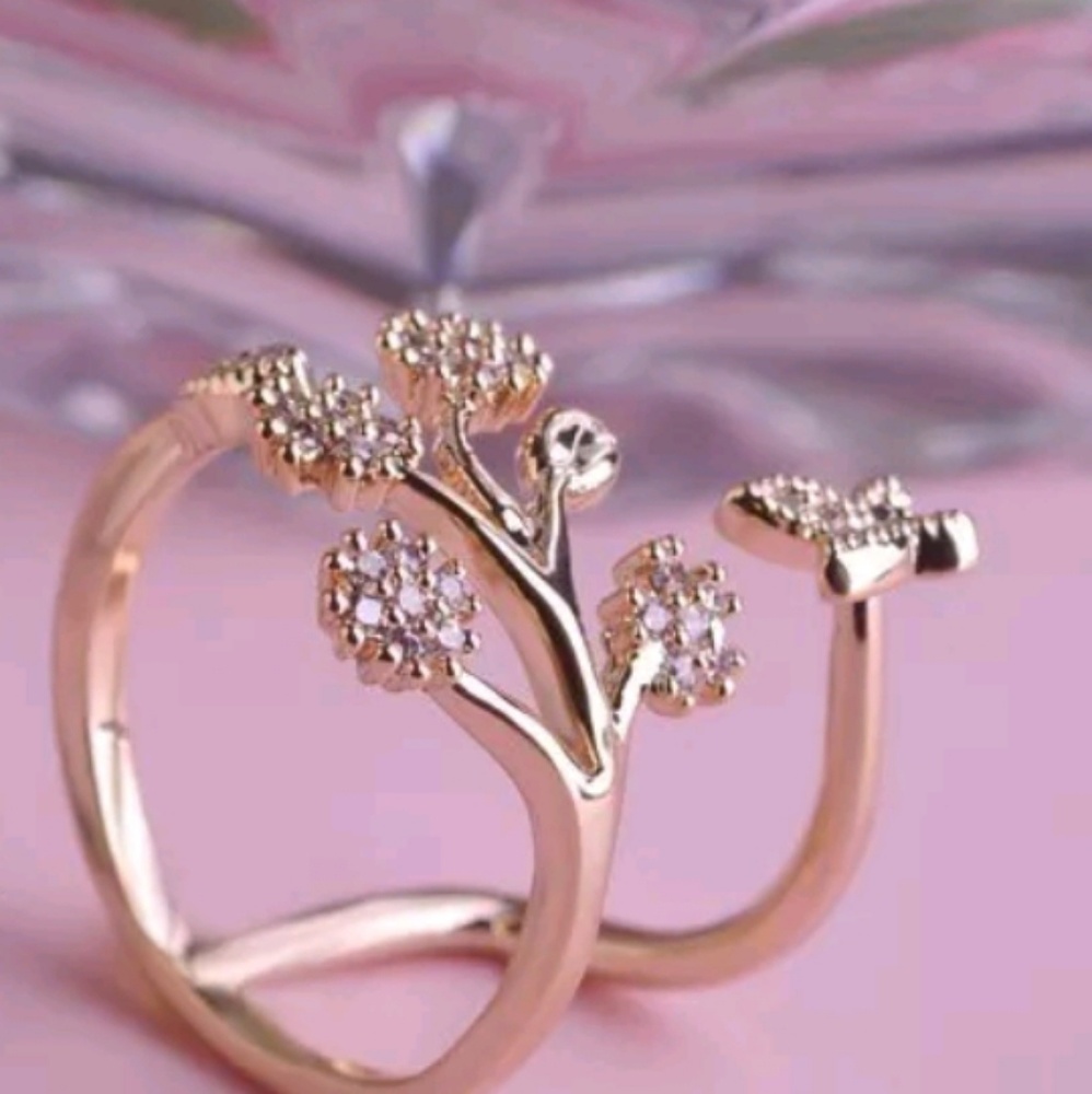 Gold/Sivler Butterfly Tree Rhinestone Adjustable - Picture 6 of 8